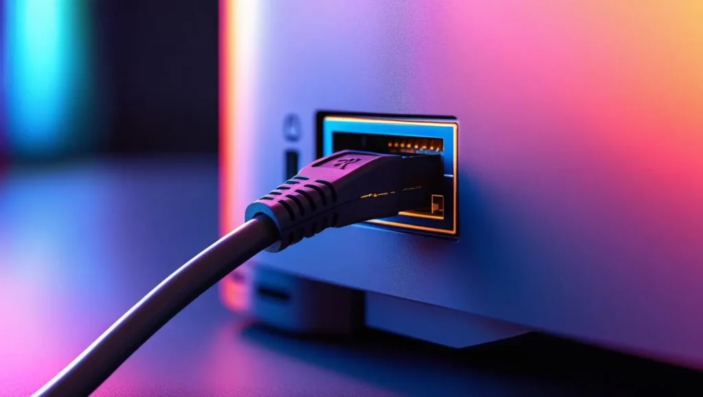 Achterkant spelcomputer met netwerkproblemen